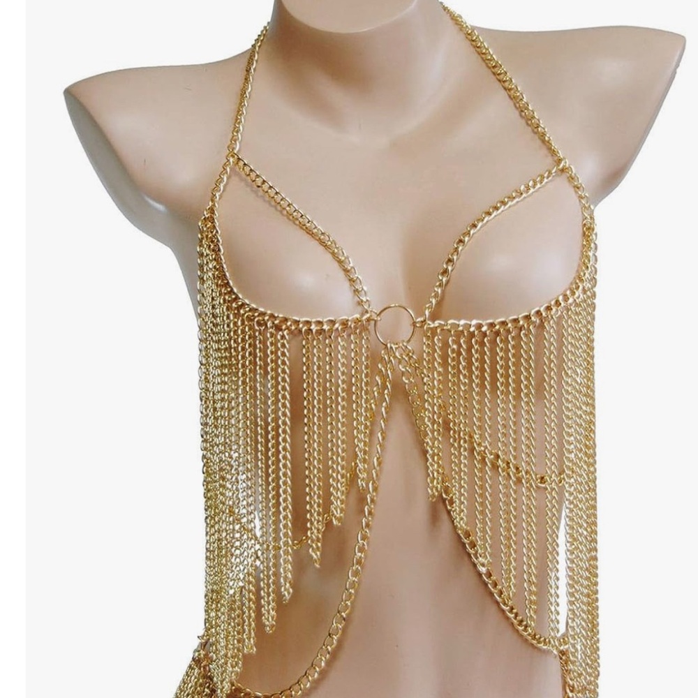 Gold Chain Fringe Dress - Picture 2 of 4